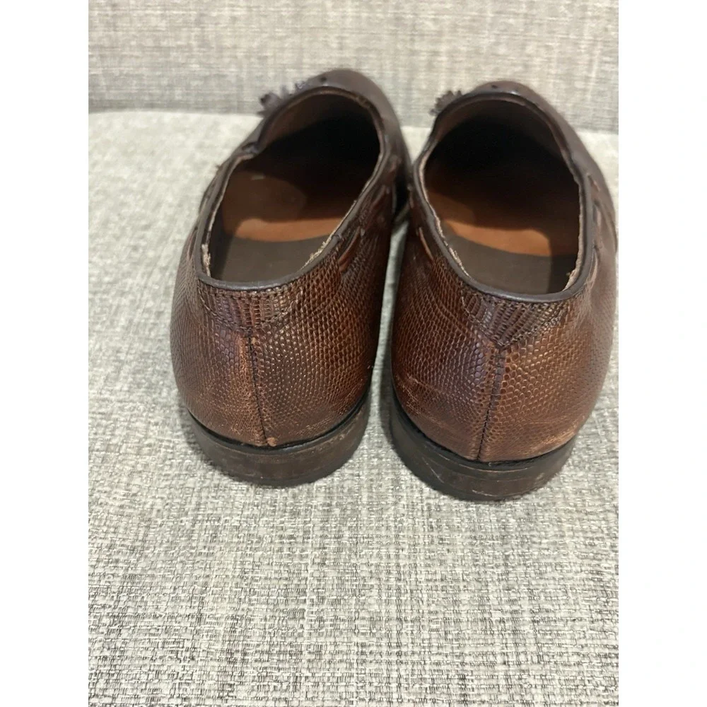 Vintage FootJoy‎ Classics Lizard Skin Tassel Loafers Brown Men's Size 9.5D